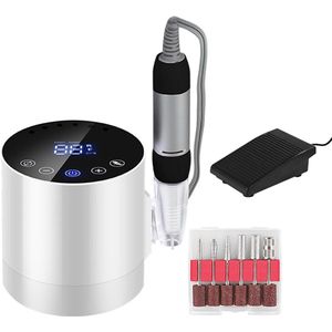 Professionele Elektrische Nagelfrees - Elektrische Nagelvijl 35.000 RPM - Nagelvijl Elektrisch - Draagbare elektrische - met 6 boortjes - Met voetpedaal/LCD-scherm/nagelvijl/manicure en pedicure voor beginners - Wit