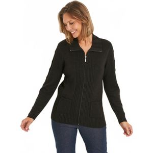 Dik gebreid, effen, halflang vest met rits