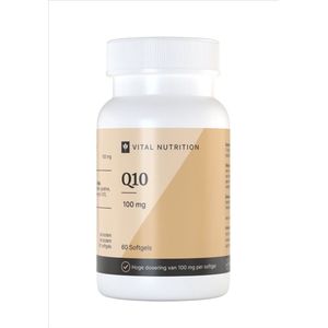 Vital Nutrition Q10 - 100 mg - Co-enzym Q10 - Natuurlijk gefermenteerd - Onafhankelijk getest - 60 softgels