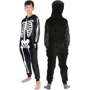 Unisex Kinderen Skelet Haai Onesie Pyjama Halloween Loungewear Fleece Jumpsuit 9-10 jaar