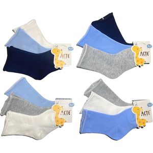 12 paar katoenen babysokken zonder elastiek - kort model voor pasgeborenen - 0-24 maanden