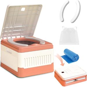 Titel: Opvouwbaar campingtoilet met PU-zitkussen, opbergtas en 20 vuilniszakken