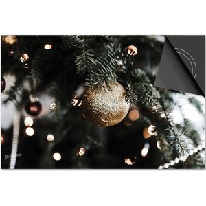 Inductie beschermer 65x52 - afdekplaat inductie mat - Dietrix Kookplaat beschermer - Base - Feestdagen - Glitter goud kerstbal in kerstboom