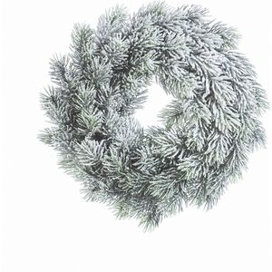 Witte kerstkrans met sneeuw van Naturn Christmas | Ø 30 cm | Krans landelijk rond | Kerstdecoratie deurkrans | Kerstkransen | Krans voor de kerst | Kerstversiering kransen en kerstslinger | Wit