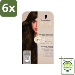 Schwarzkopf - Haarkleuring - Creme Supreme 4-0 - Natuurlijk Donkerbruin - 245g - Voordeelverpakking - 6 stuks - Permanente haarkleur - Donkerbruin haar
