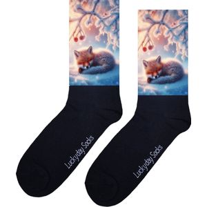 Vos - Opkikkertje - Winter - Grappige sokken - Valentijn cadeau - Verjaardag cadeau - Kerst cadeau - Grappige sokken - Leuke sokken - Vrolijke sokken - Kerst sokken - Vaderdag - Moederdag - Socks maken Happy - 37-44