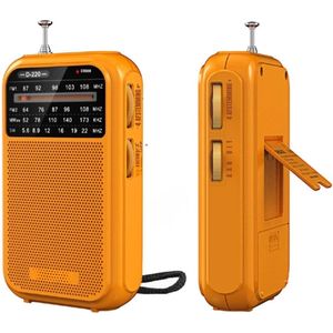 GTB® Transistor Radio Op Batterijen - Transistor Radio - Transistor Radio met Netvoeding - Geel - 8cm x 3cm x 13cm