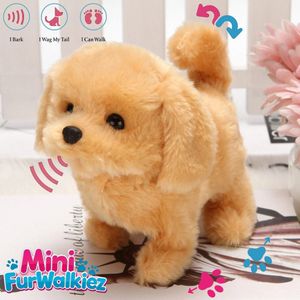 Klikkopers® - Interactieve Knuffel - Interactief Hondje - Mini FurWalkiez - Waggle Staartje - lopend hondje speelgoed - Licht Bruin - Interactieve Hond