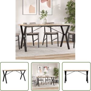 The Living Store Eettafel Y-frame 140x80x75 cm massief grenenhout en gietijzer - Eetkamertafel - Houten Tafel - Granenhout Tafel - Massieve Tafel - Salontafel
