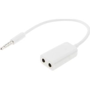 Platte Noodle Stijl 3.5mm Stereo Audio koptelefoon naar 2x Splitter Adapter geschikt voor iPhone 5 / iPhone 4 & 4S / 3GS / 3G / iPad 4 / iPad mini 1 / 2 / 3 / iPad 3 / iPad 2 / iTouch wit