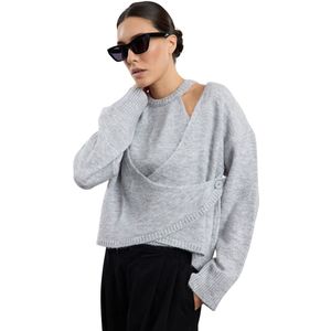 Trendyol Lichtgrijs Vest-Blouse Gebreid Vest Met Zachte Textuur Twoaw25Hi00327