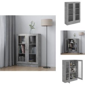 vidaXL Vitrinekast - Vitrinekasten - Vitrine - Vitrines - Vitrinekast 82,5x30,5x115 cm bewerkt hout betongrijs