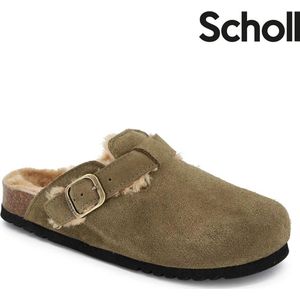 Scholl - Fae New F Suede Sa - Klomp - Khaki - Schoenmaat 37