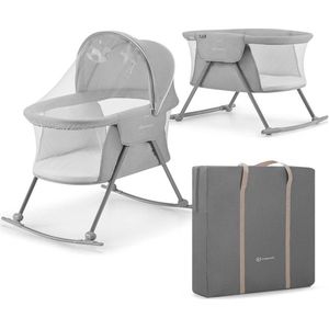 Kinderkraft LOVI 3-in-1 - Reiswieg, wieg en bed - Verstelbare kap met muskietennet - Incl. opbergtas - Lichtgewicht 5 kg - Gemakkelijk op te vouwen - Inclusief afneembare speeltjes - Wasbare matras - Geschikt voor kinderen tot 9 kg - Donkergrijs