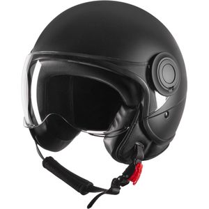 VINZ Vini Jethelm ECE 22.06 goedgekeurde Scooterhelm | Scooter Helm Snorfiets | Motorhelm - Mat Zwart