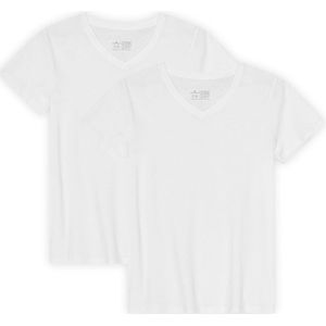 DANISH ENDURANCE T-Shirt - V-Hals - Dames - Wit - 2-pack - Maat XL
