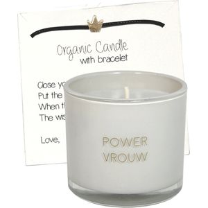 MY FLAME - sojakaars met wensarmbandje - 'Power Vrouw' - Amber's Secret - 35 branduren - Licht grijs