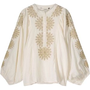 Summum Geborduurde - Blouse - Goud - Ecru - 40