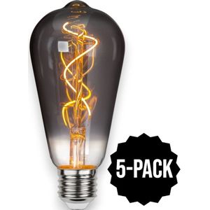 5-Pack | Druppel-Edison lamp - E27 - 3W - Super Warm Wit <2200K - Filament - Rookglas
