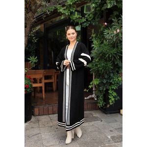 Gebreide Vest voor dames | Gebroken Zwart Damesvest Lang