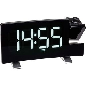 Wekkerradio digitaal - Radio projectie wekker incl. USB-oplaadfunctie FM-radio met 2 wekalarmen zwart met witte lichtcijfers (L) 180 x (B) 48 x (H) 100 mm - Beste kwaliteit en gebruiksgemak