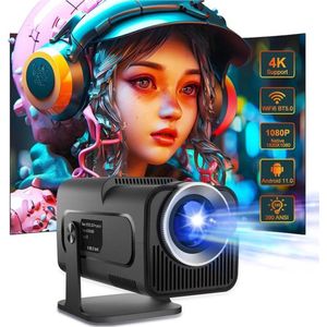 One Zisa - HY300 Mini - Beamer - Projector Beamer - Mini Meamer - 1920x1080dpi - Automatische focus - met WiFi - Android 11 - Zwart