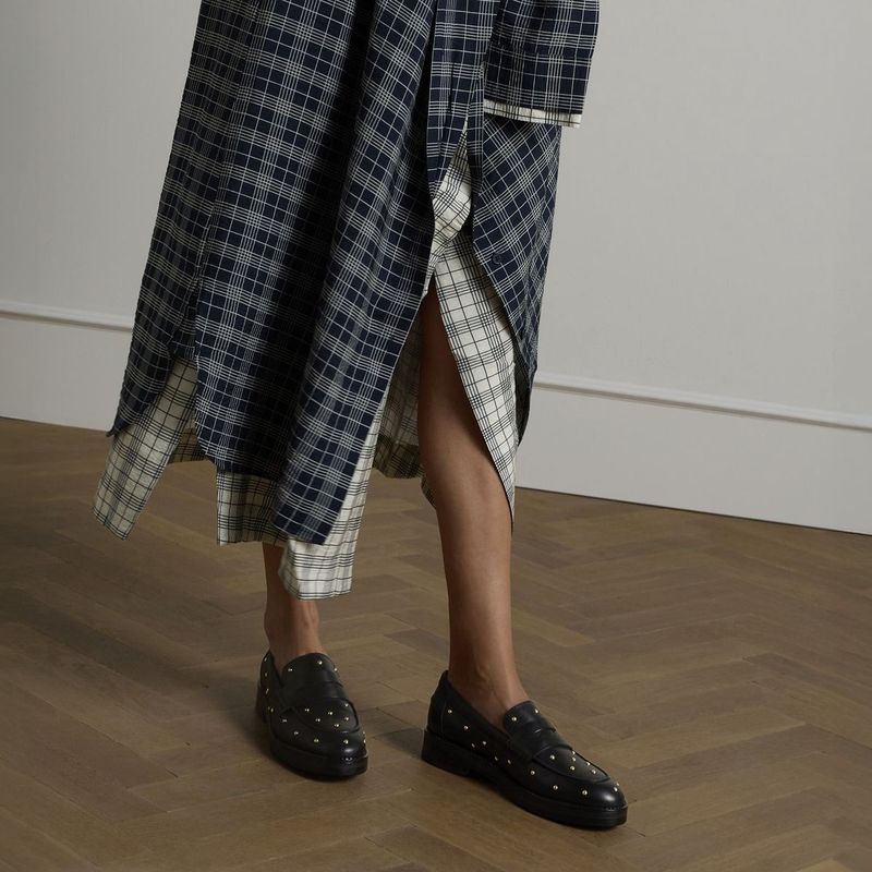 MANFIELD - Instappers - Zwart - Leer - Blokhak