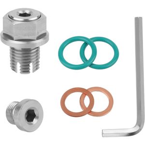 7-Piece Reparatieset voor Olie Sump Afvoergaten - M14.1-1.5 x 15mm Verhoogde Piggyback Olie Afvoerplug met Ringen en Inbussleutel Gereedschap voor Olie Afvoergaten