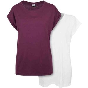 Urban Classics - Extended Shoulder 2-pack Top - L - Wit/Paars