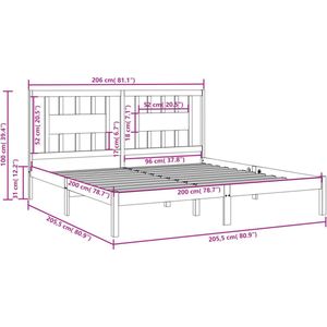 VidaXL Bedframe Massief Grenenhout Honingbruin 200x200 cm