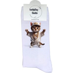 Luckyday Socks - Unisex sokken - Hiphop - Kat - cadeau sokken - Maat 37-44
