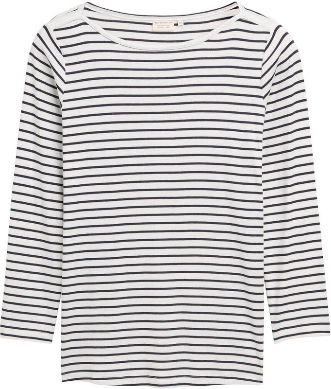 Tom Tailor - Longsleeve - Gestreept - Katoen - Met Boothals