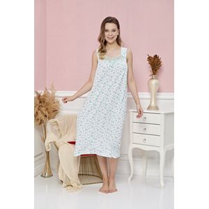 Marco Rossi - Dames nachthemd - Nachtjurk - Nachtjapon - Katoen - Bloemen - Groen - Maat XL