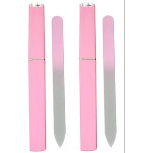 Glazen Nagelvijl Roze - 2 Stuks met doosje - Glasvijl – Manicure - oDaani