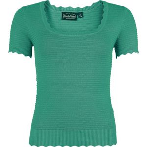 Voodoo Vixen - Scalloped Edge Scoop Neck Top - XS - Groen