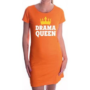 Oranje fun tekst jurkje - Drama Queen - oranje kleding voor dames - Koningsdag jurk M