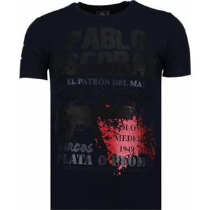 Pablo Escobar Narcos - Rhinestone T-shirt - Blauw