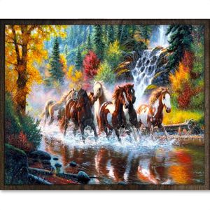 Eagle® Diamond Painting Volwassenen - Paarden in Natuur - 50x40cm - Vierkante Steentjes
