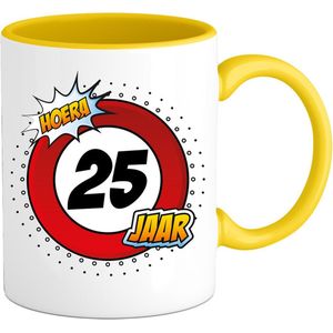 25 Jaar Verkeersbord Mok met teksts-sGrappig Verjaardag Beker Cadeaus-sBedrukte Koffie en Thee Mokkens-sZwarts-s330 ML