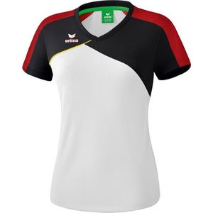 Erima Premium One 2.0 T-Shirt Dames Wit-Zwart-Rood-Geel Maat 34