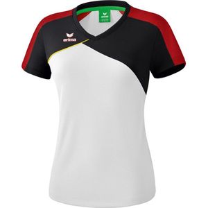 Erima Premium One 2.0 T-Shirt Dames Wit-Zwart-Rood-Geel Maat 34