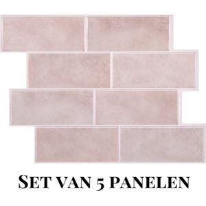 Wallways Wandpanelen - Plaktegels - Set van 5 Tegels - Tegelsticker - Zelfklevende Tegels - 30 x 20cm - Waterdicht - Krasbestendig - Hittebestendig - 3M Kleeflaag - 2MM dik - Soft Bali