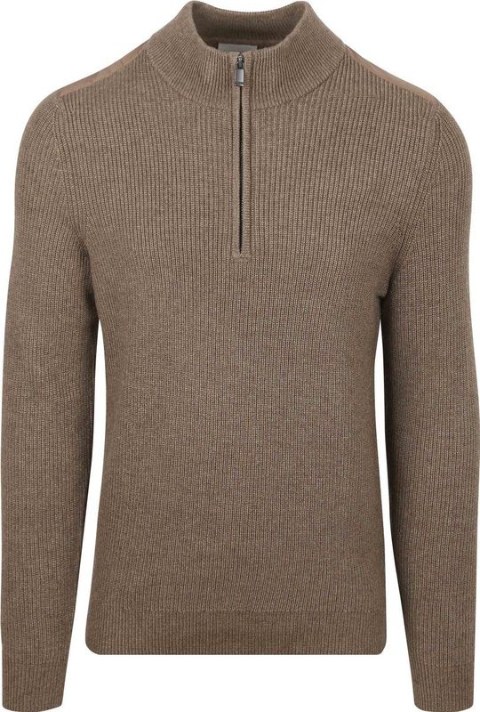 Suitable - Schipperstrui - Taupe - Half Zip - Heren - Slim-Fit