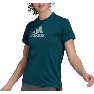 adidas adidas Designed 2 Move Sportshirt - Maat M  - Vrouwen - donkerblauw - lichtgroen