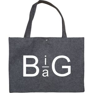 Big Bag - Antraciet Vilten Shopper A3 Met Drukknoop - Grote Tas - Cadeau Vilten Tas - Antraciet Vilten Tas Met Hengsels A3 Formaat En Sluiting
