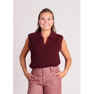 mbyM - Ritika-M - Spencer - Bordeauxrood - Mouwloos - Diepe V-hals