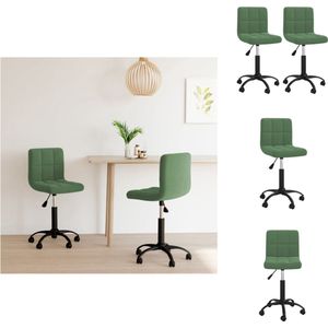 vidaXL Draaibare eetkamerstoelen - fluweel - donkergroen - 40 x 47 x (76-87.5) cm (B x D x H) - 360 graden draaibaar - Eetkamerstoel