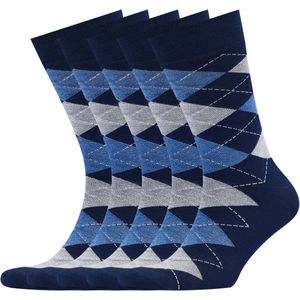 Herenkledingsokken, 5-pack geassorteerd patroon, effen, gestreept, argyle, gestippelde ronde sokken cadeau voor heren schoenmaat,Engels marineblauw