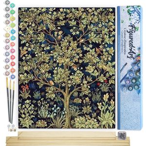 Figured'Art Schilderen op Nummer Volwassenen canvas Boom in de lente - Handwerk acrylverf Kit DIY Compleet - 40x50cm met DIY houten lijst