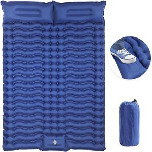 10 cm slaapmat kamperen 2 personen, opblaasbare ultralichte slaapmat met kussen, campingmatras voor buitenstrandwandeltent, blauw